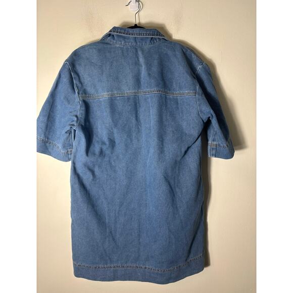 NWT Wenrine Blue Half Sleeve Knee Length Denim Dress Sz M - Picture 2 of 2